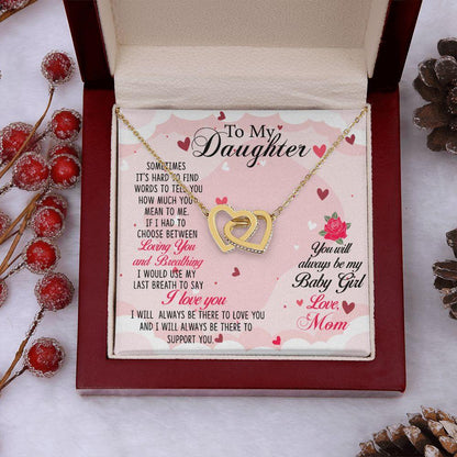To my Daughter Always be My Baby Girl - Interlocking Hearts Necklace - Mallard Moon Gift Shop