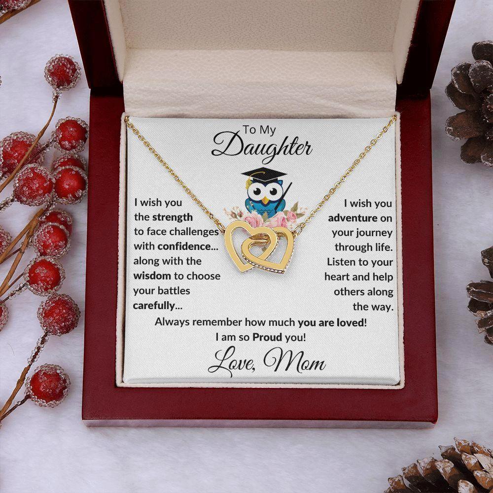 Daughter Graduation Gift Love Proud Mom Interlocking Hearts Necklace