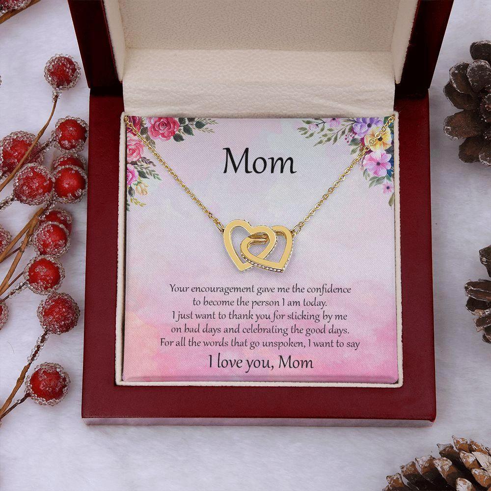 Gift for Mom - Unspoken Words - Interlocking Hearts Necklace Message Card Gift Box
