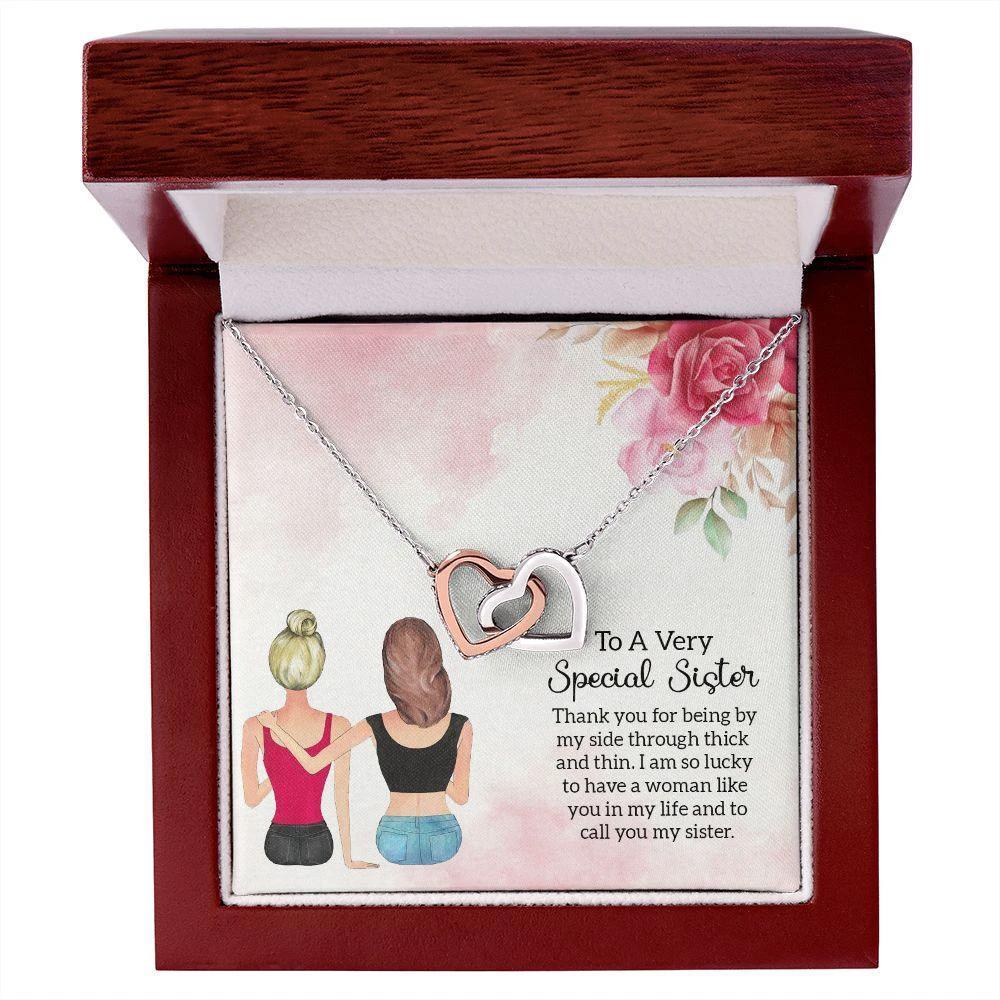 To a Special Sister Interlocking Hearts Necklace