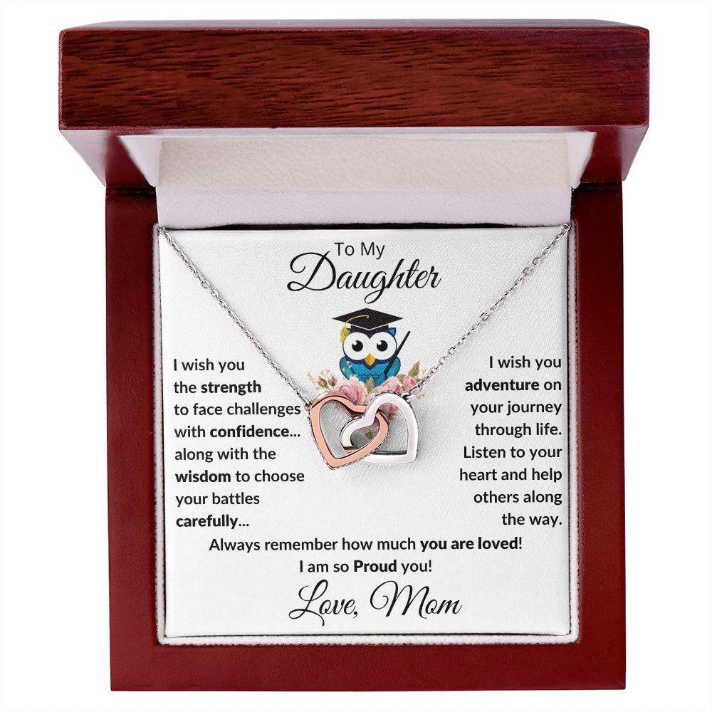 Daughter Graduation Gift Love Proud Mom Interlocking Hearts Necklace
