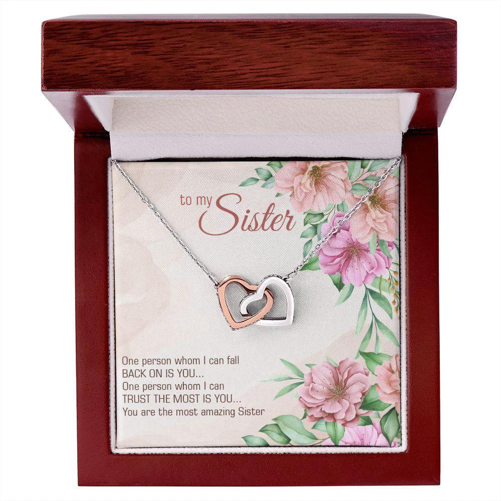 Gift for My Amazing Sister Interlocking Hearts Necklace