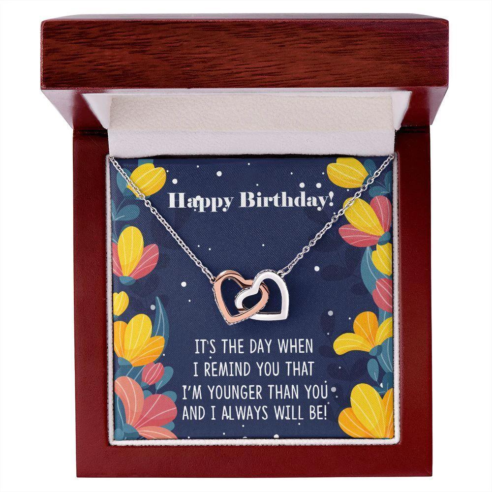 Siblings Birthday Interlocking Hearts Necklace