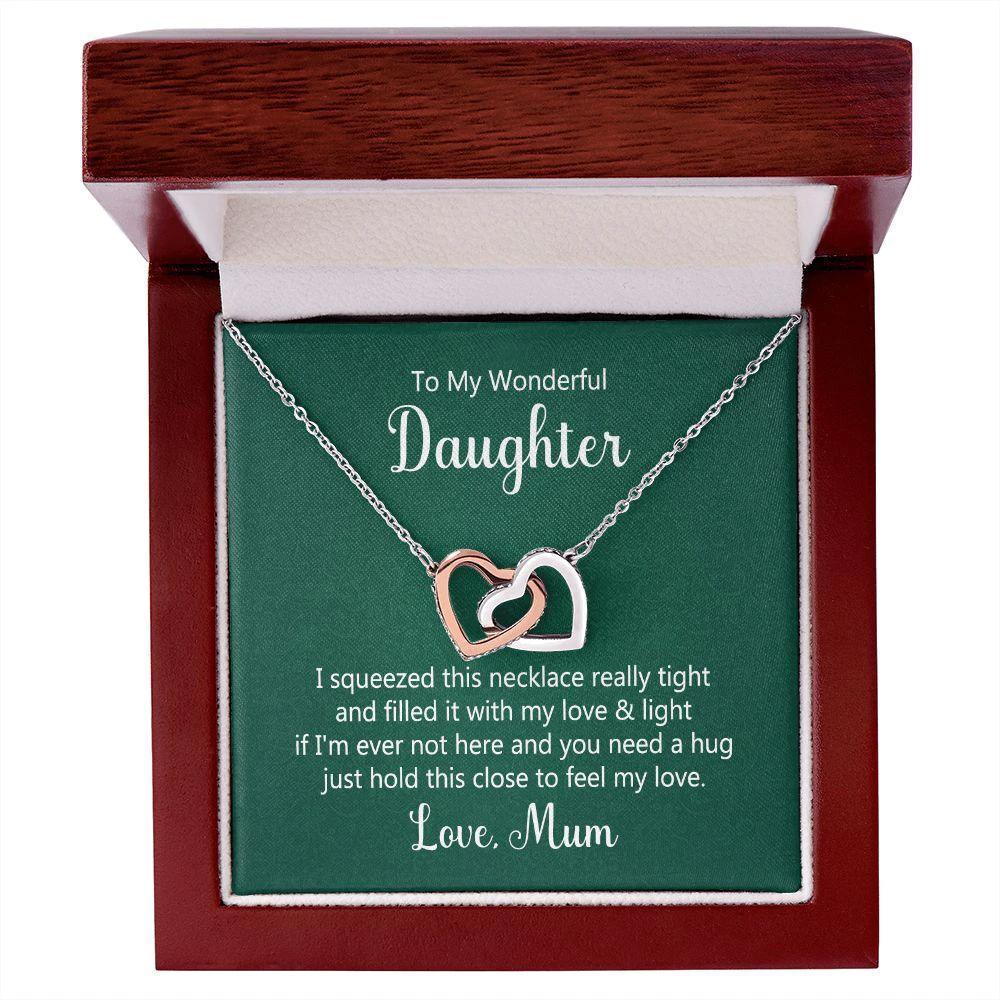 To My Wonderful Daughter - Need a Hug - Interlocking Hearts Necklace