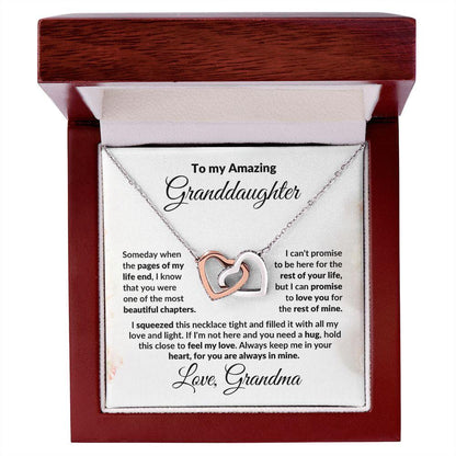 To My Granddaughter Interlocking Hearts Pendant Necklace with Personalized Message Card - Mallard Moon Gift Shop