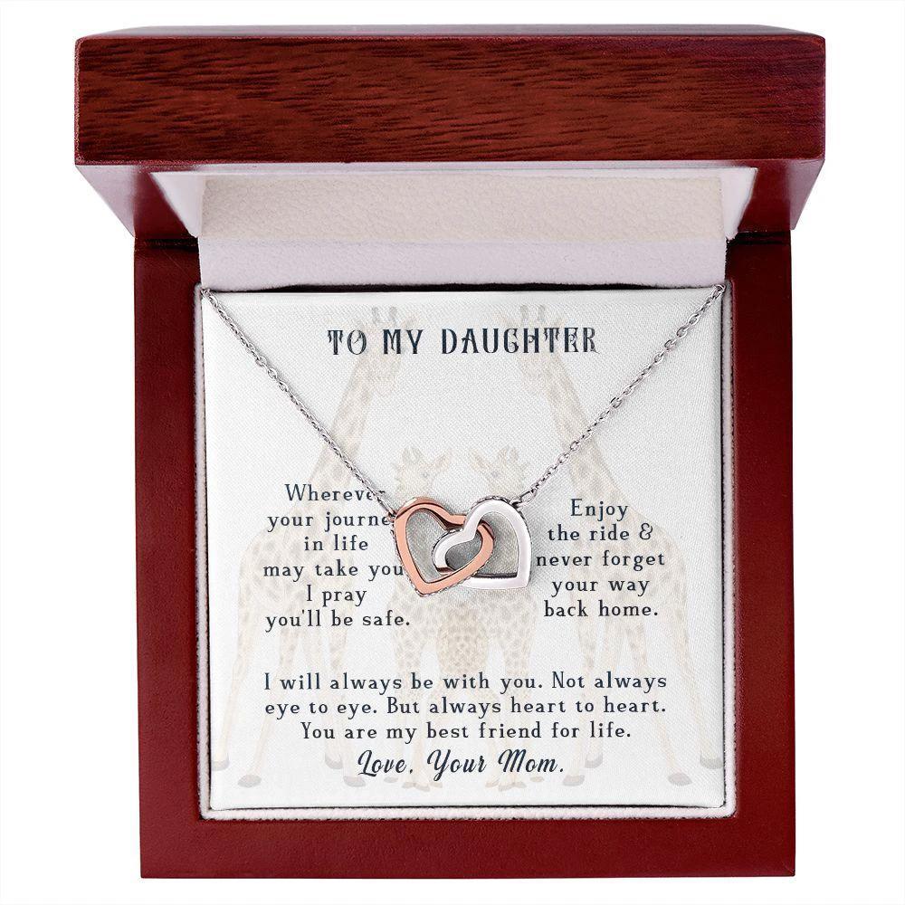 To My Daughter Your Journey in Life Interlocking Hearts Necklace