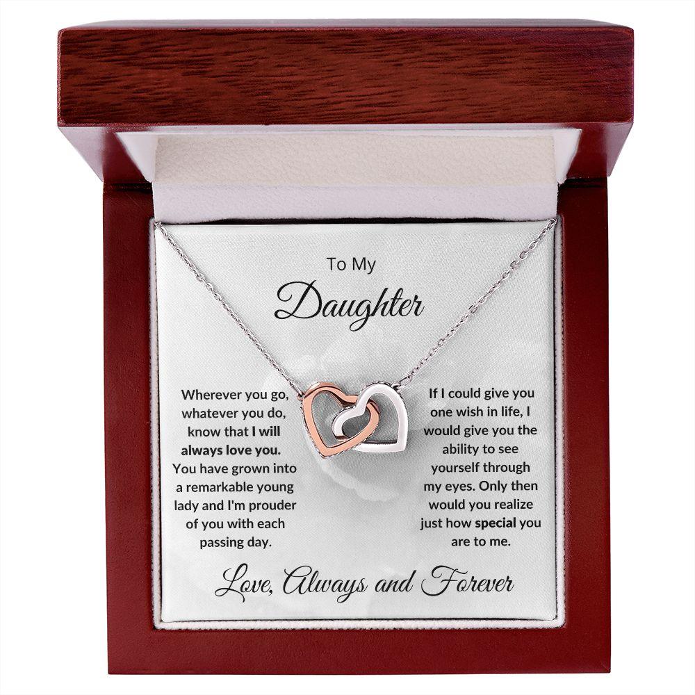 Gift for Daughter - I Will Always Love You - Hearts Pendant Necklace - Mallard Moon Gift Shop