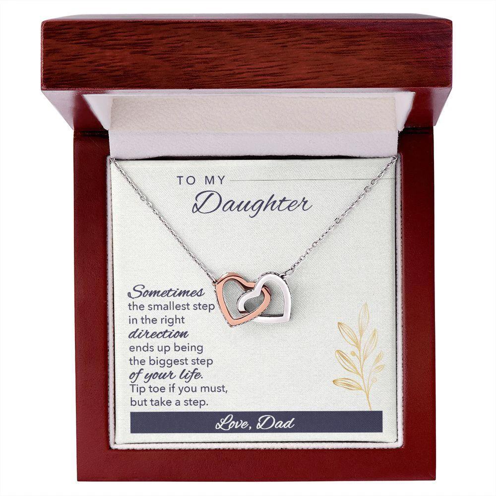 Gift for Daughter Love Dad Interlocking Hearts Necklace