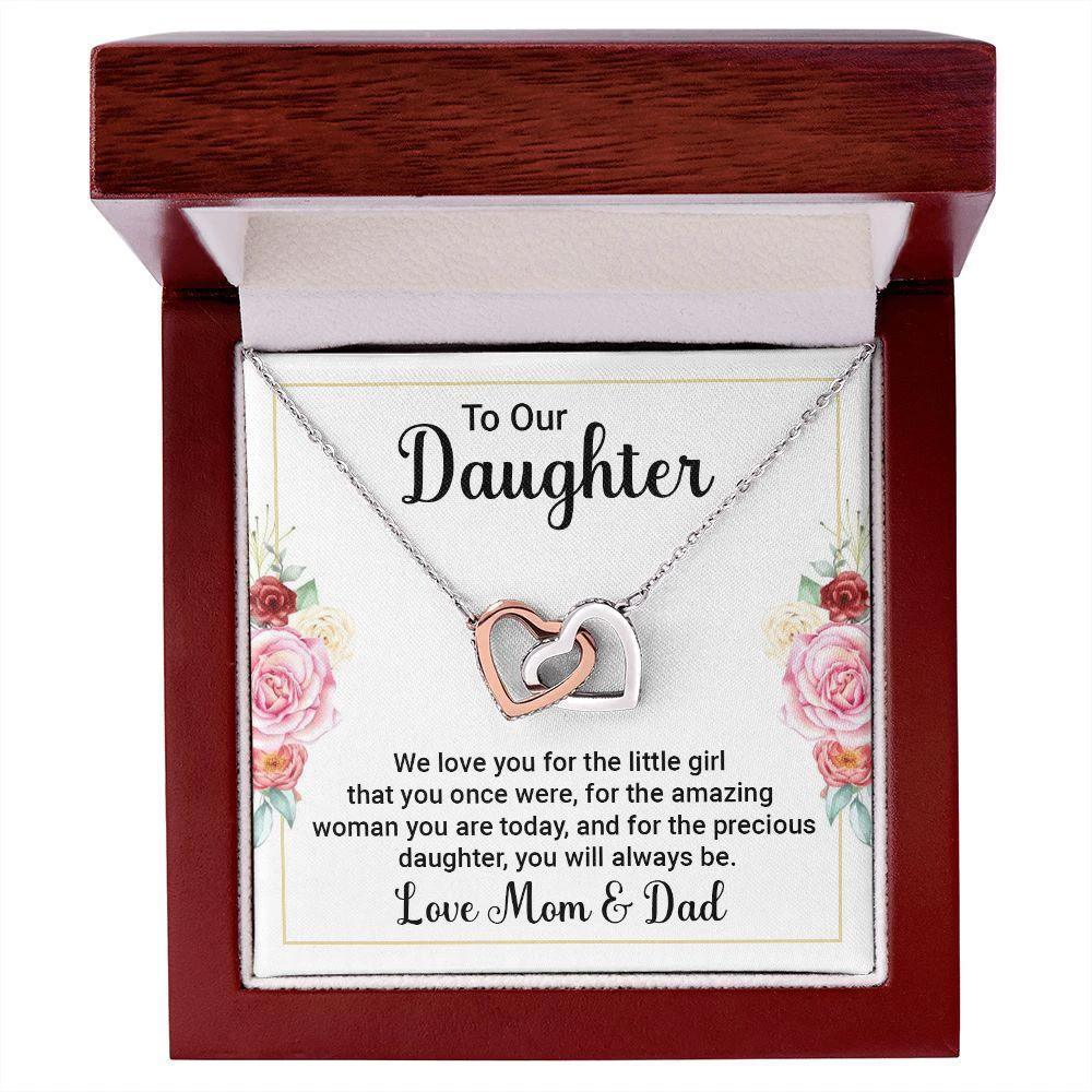 To Our Daughter, We Love You Interlocking Hearts Necklace