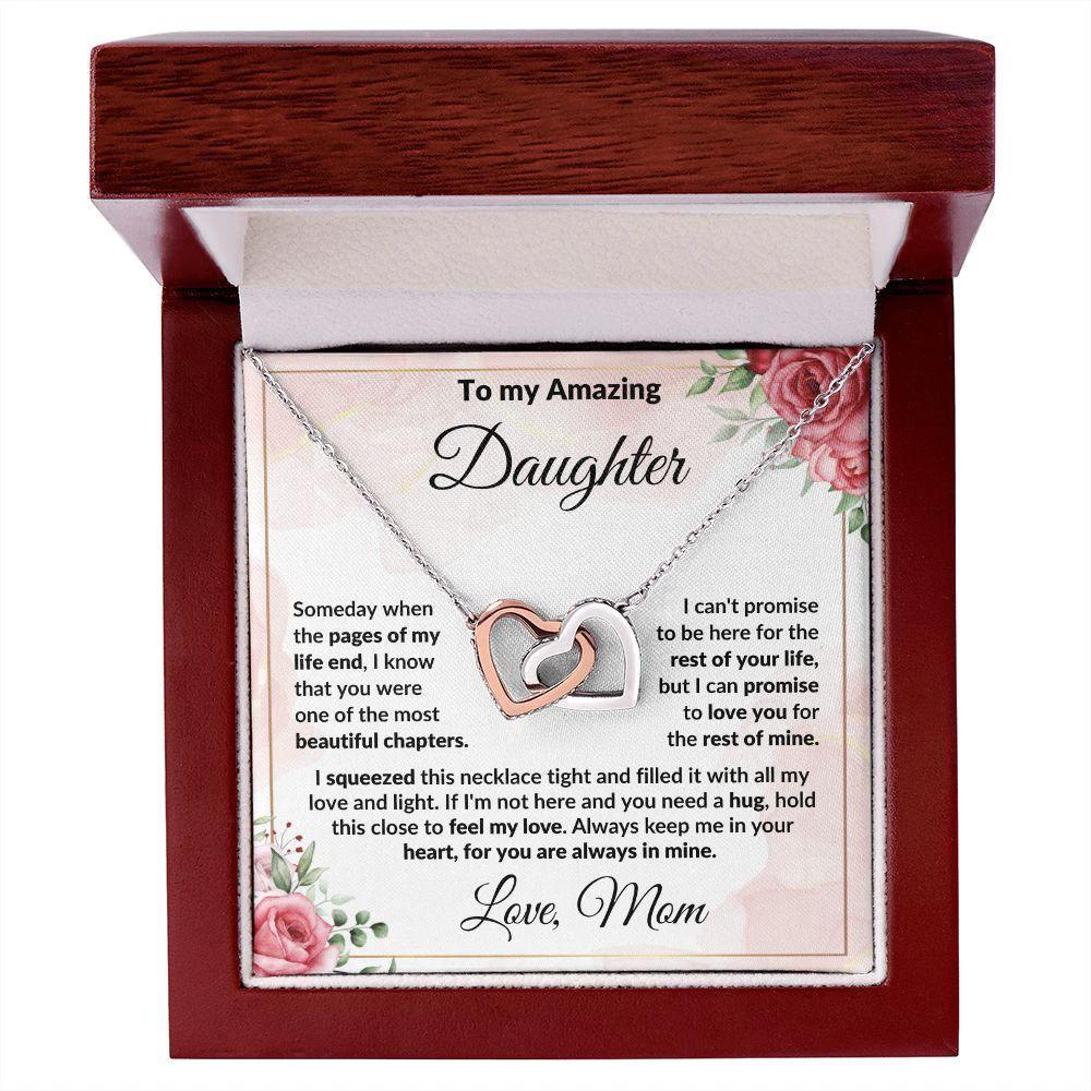 To My Amazing Daughter - I Promise to Love You - Interlocking Hearts Necklace