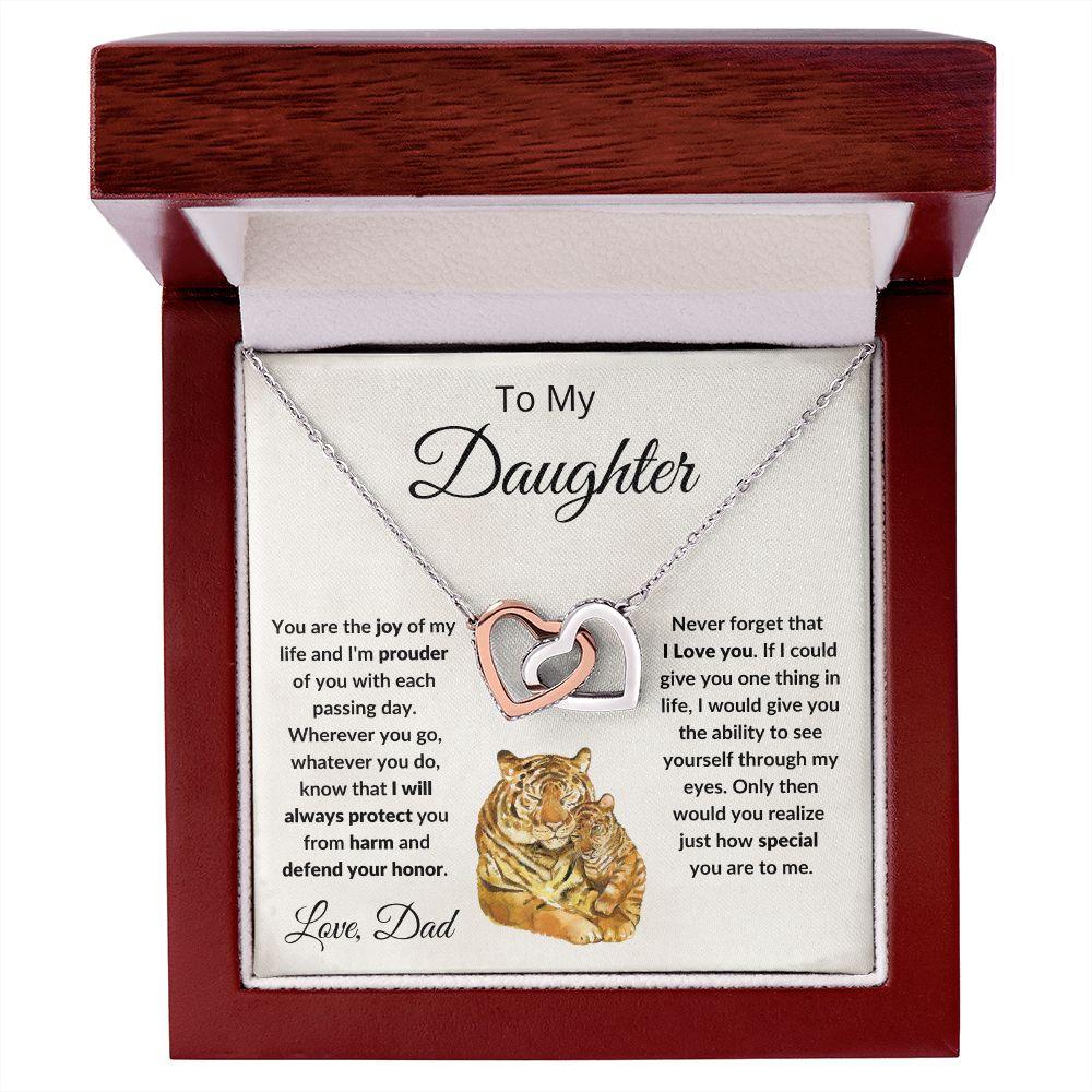 To My Daughter Joy of My Life Love Dad Interlocking Hearts Necklace - Mallard Moon Gift Shop