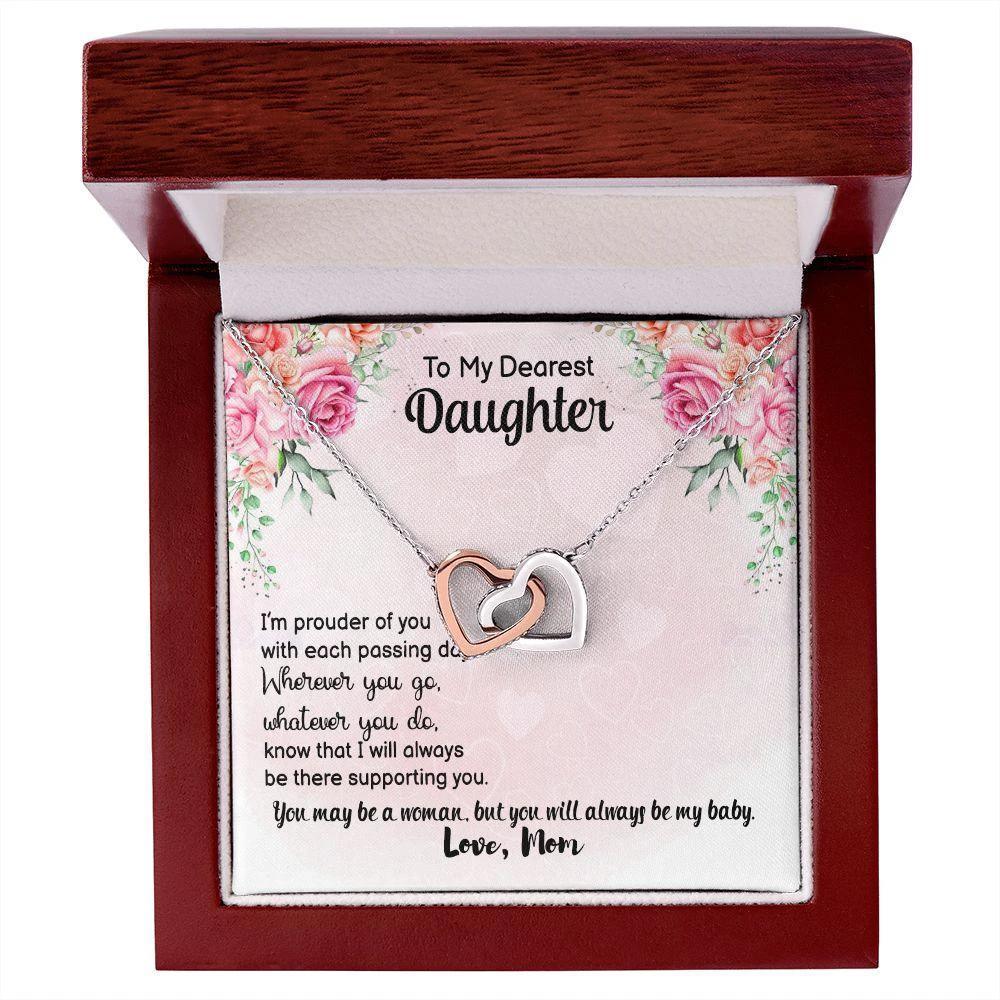 Dearest Daughter - I Will Always Be There - Interlocking Hearts Necklace