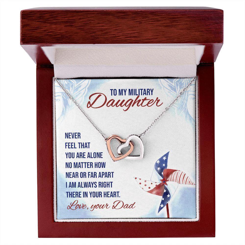 To My Military Daughter Interlocking Hearts Necklace