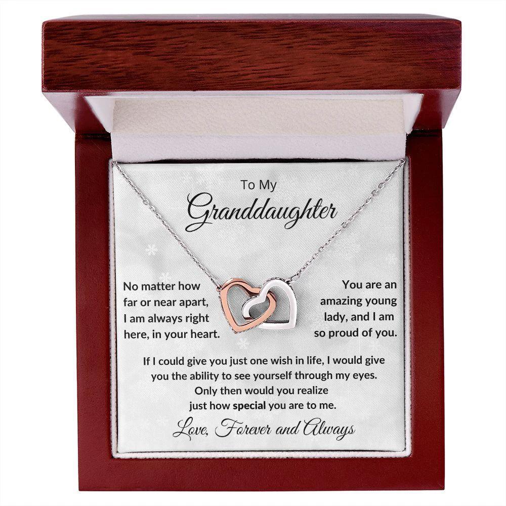 Gift for Granddaughter - Special to Me - Interlocking Hearts Necklace