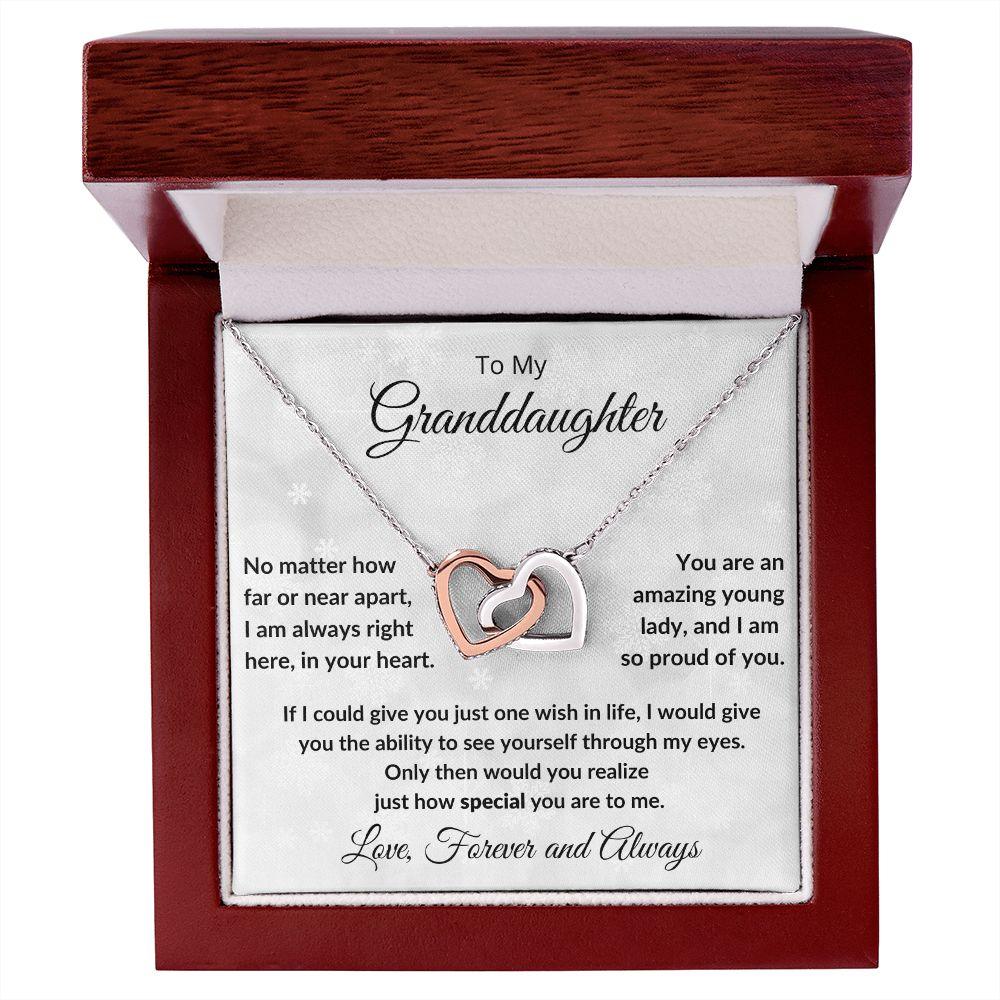Gift for Granddaughter - Special to Me - Interlocking Hearts Necklac - Mallard Moon Gift Shop