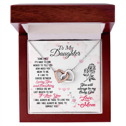 To My Daughter Loving and Breathing Interlocking Hearts Necklace - Mallard Moon Gift Shop