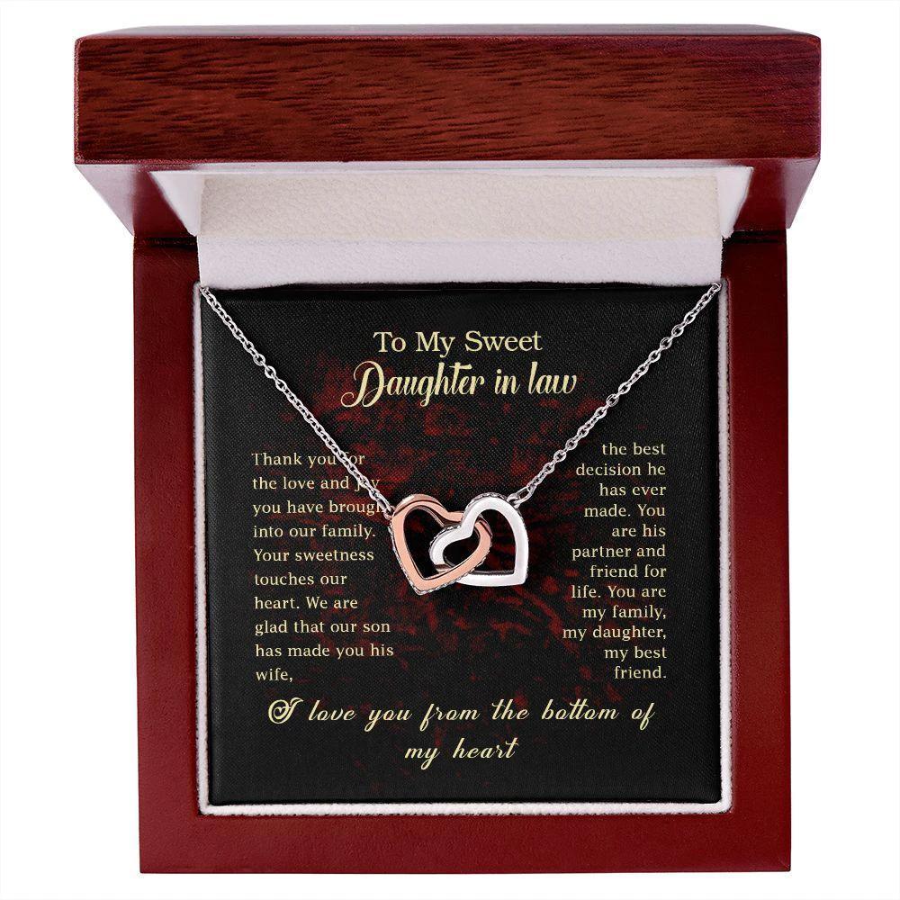 To my Daughter In Law Gift Interlocking Hearts Necklace
