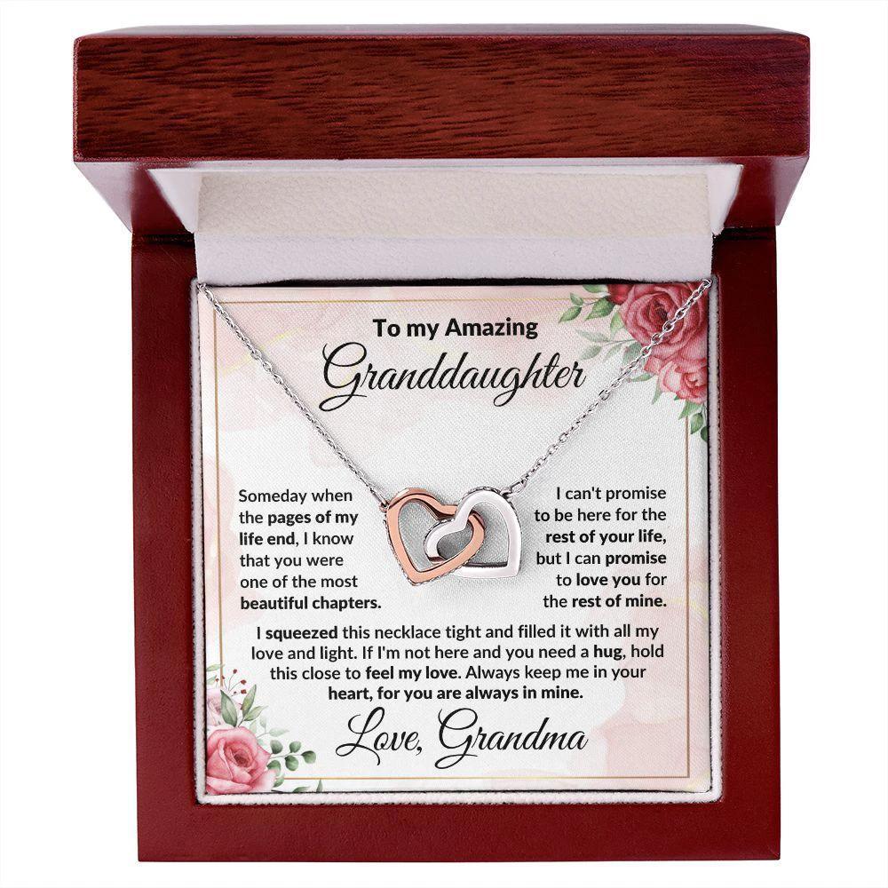 To My Amazing Granddaughter - I Promise to Love You - Interlocking Hearts Necklace with Gift Box