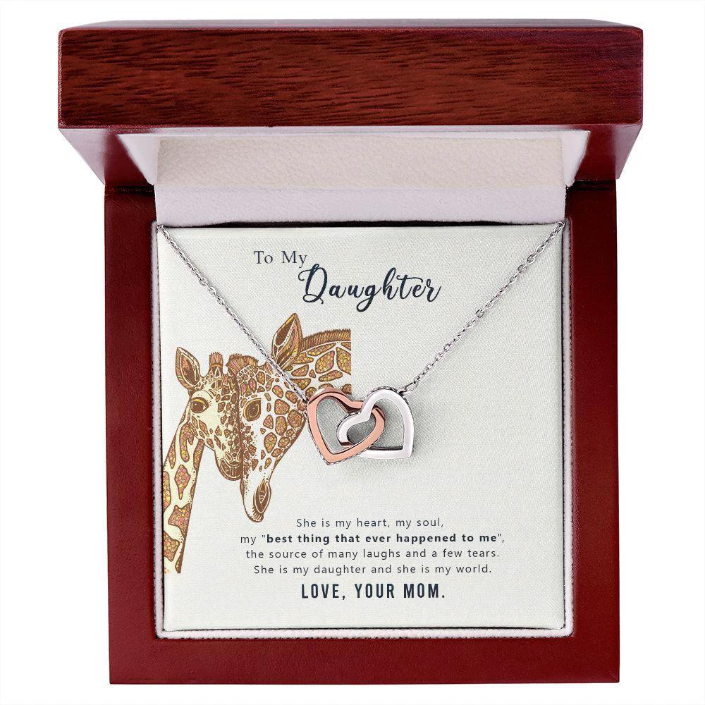 To My Daughter Heart and Soul Interlocking Hearts Necklace