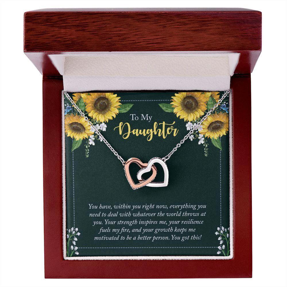 To My Daughter Encouragement Gift - Everything You Need - Interlocking Hearts Necklace