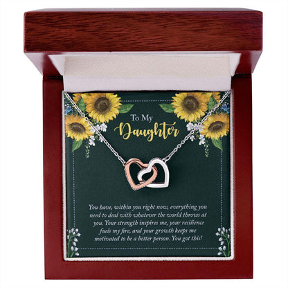 To My Daughter Encouragement Interlocking Hearts Necklace - Mallard Moon Gift Shop