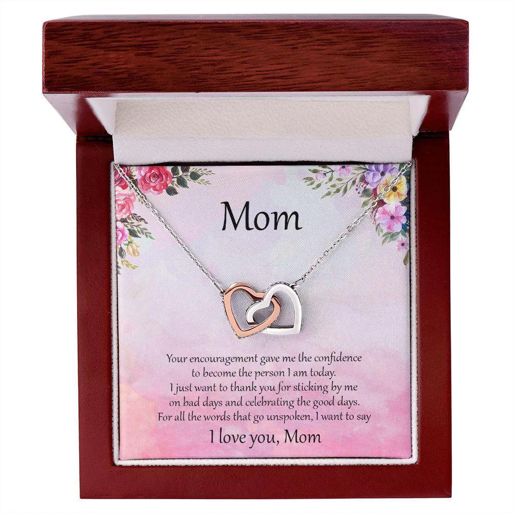 Gift for Mom - Unspoken Words - Interlocking Hearts Necklace Message Card Gift Box