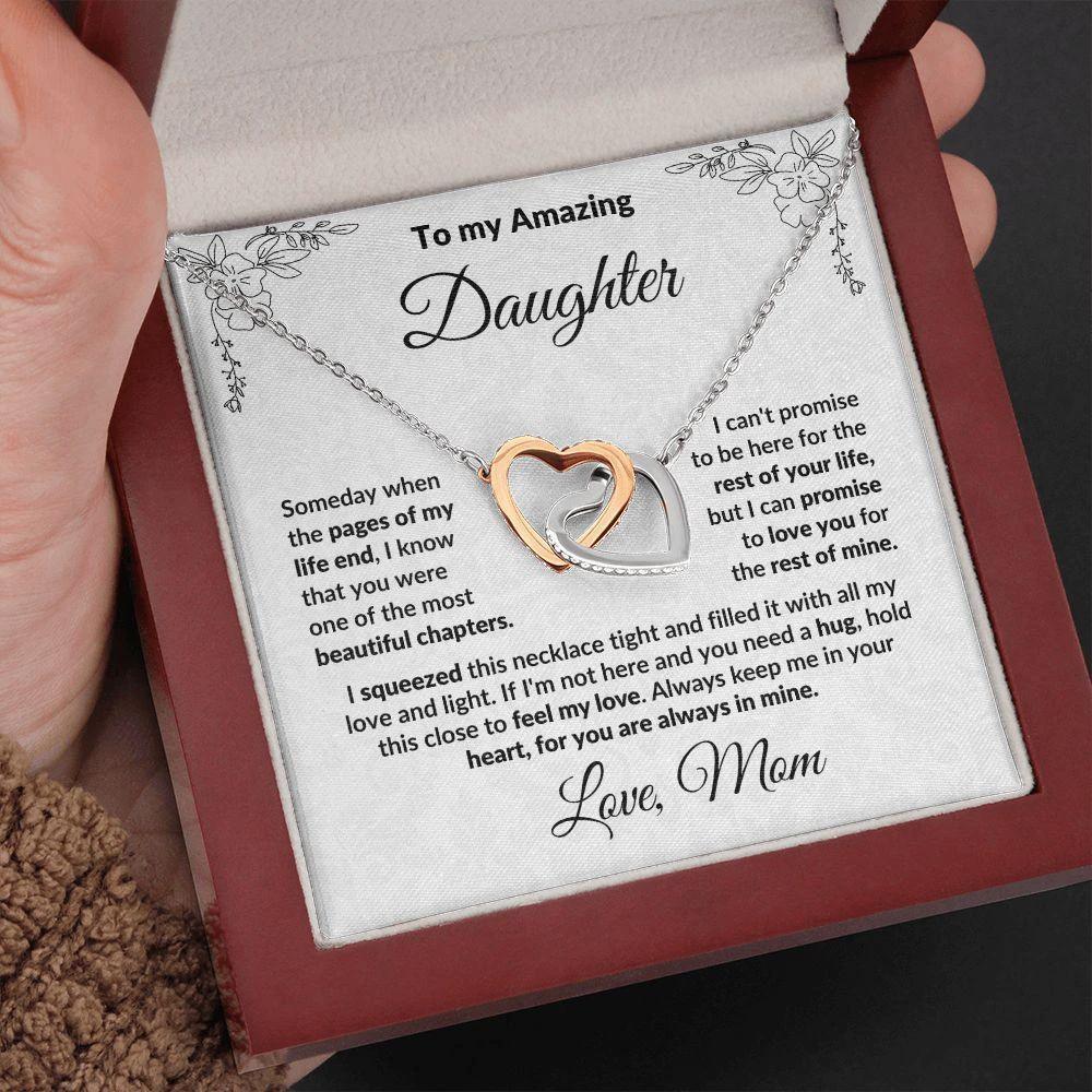 To My Amazing Daughter - I Promise You - Interlocking Hearts Necklace