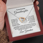 To My Granddaughter Interlocking Hearts Pendant Necklace with Personalized Message Card