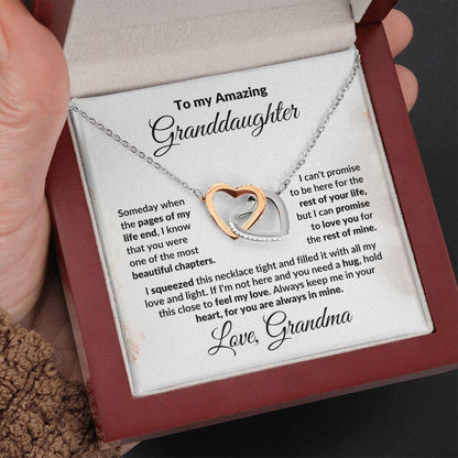 To My Granddaughter Interlocking Hearts Pendant Necklace with Personalized Message Card - Mallard Moon Gift Shop