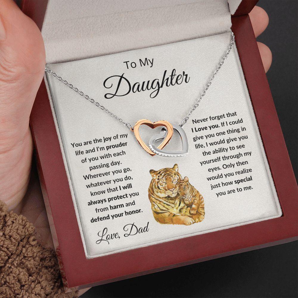 To My Daughter Joy of My Life Love Dad Interlocking Hearts Necklace - Mallard Moon Gift Shop