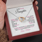 To My Precious Daughter Interlocking Hearts Pendant Necklace with Message Card