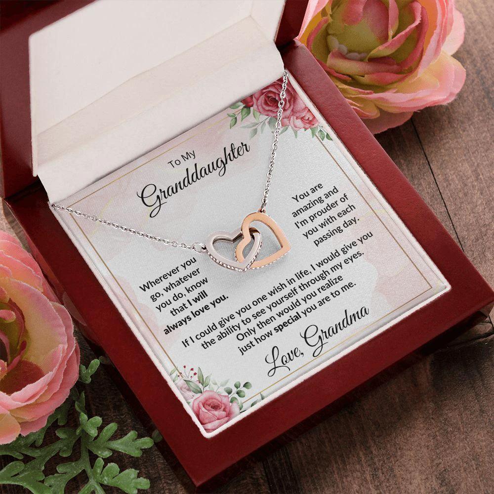 Gift for Amazing Granddaughter Interlocking Hearts Necklace