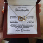 To My Granddaughter Interlocking Hearts Pendant Necklace with Personalized Message Card