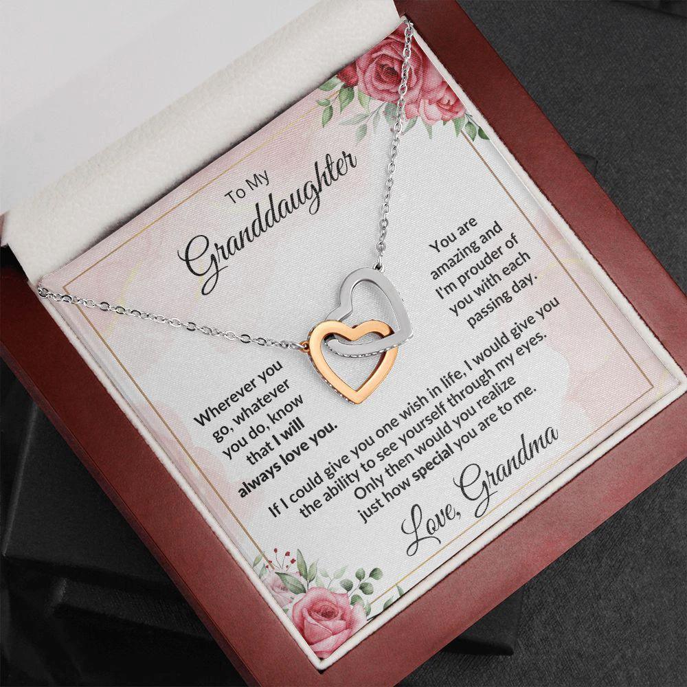 Gift for Amazing Granddaughter Interlocking Hearts Necklace