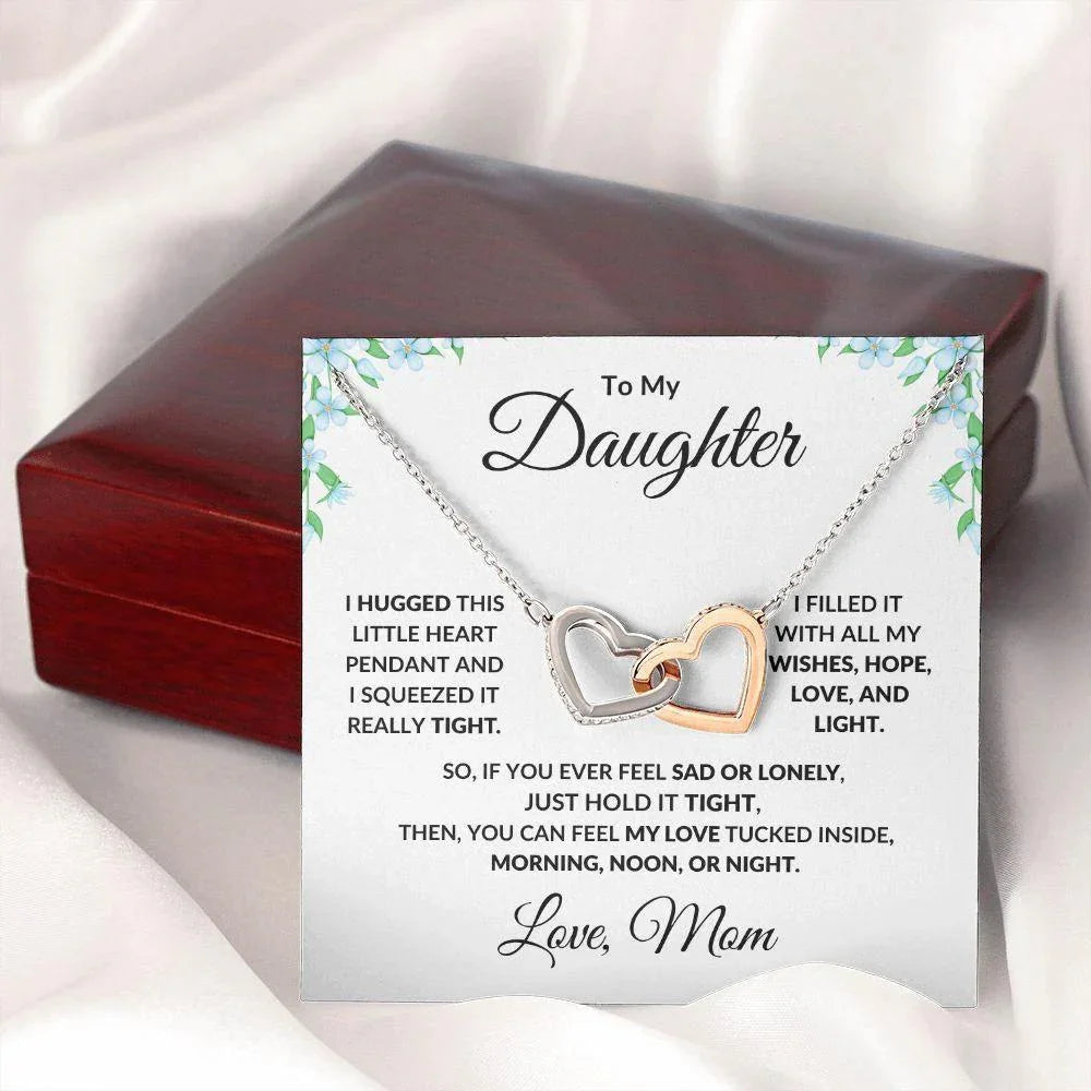 To My Daughter Interlocking Hearts Necklace