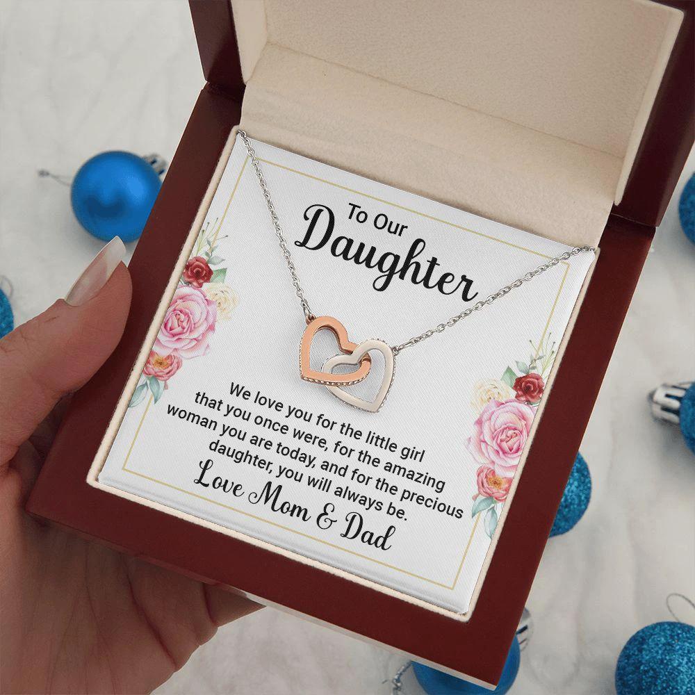 To Our Daughter, We Love You Interlocking Hearts Necklace