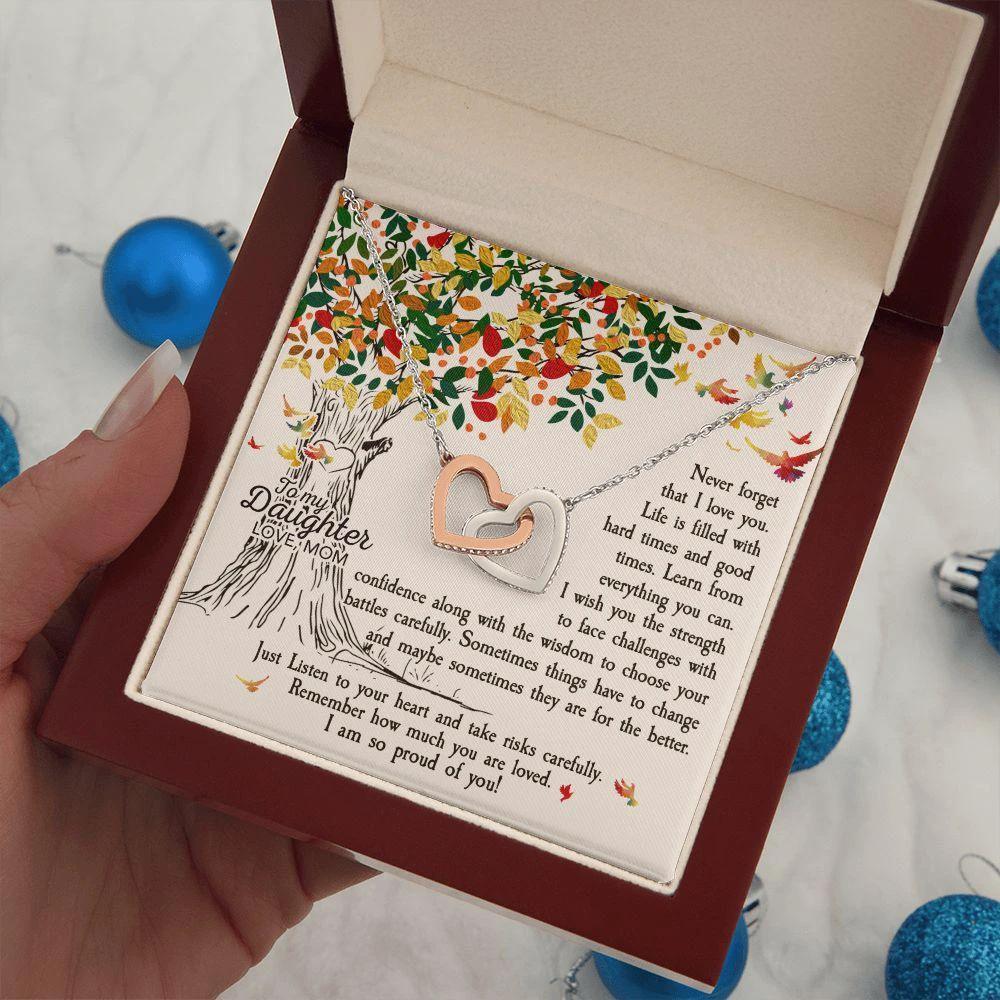 To My Daughter Never Forget That I Love You Interlocking Hearts Necklace