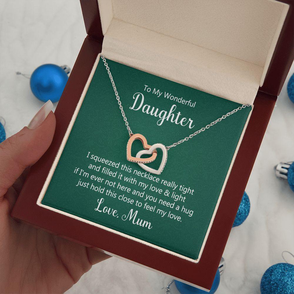 To My Wonderful Daughter Interlocking Hearts Necklace - Mallard Moon Gift Shop