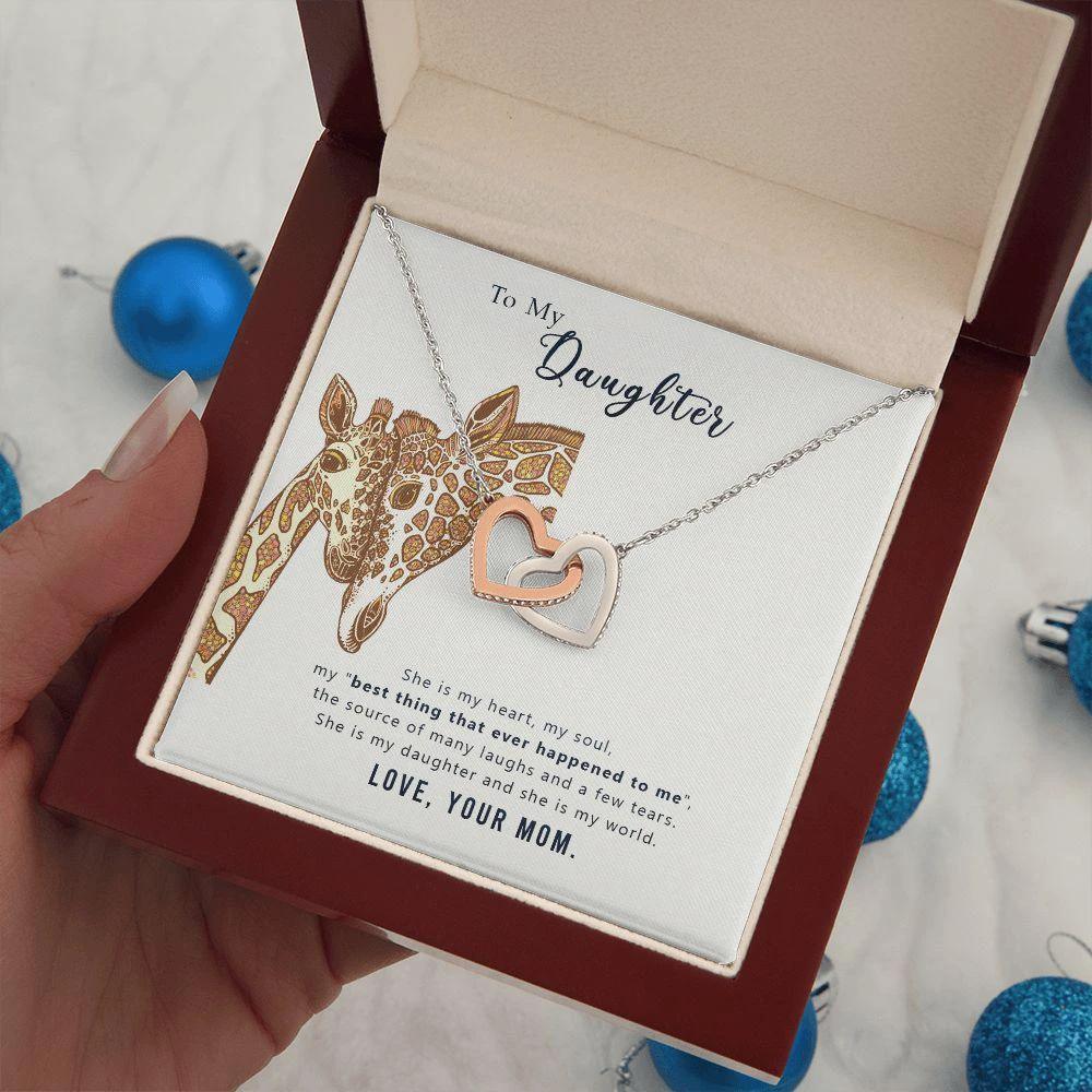 To My Daughter Heart and Soul Interlocking Hearts Necklace