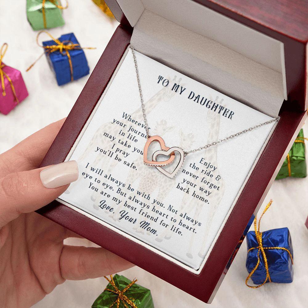 To My Daughter Your Journey in Life Interlocking Hearts Necklace