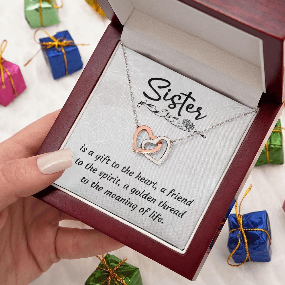 A Sister is a Gift Interlocking Hearts Necklace