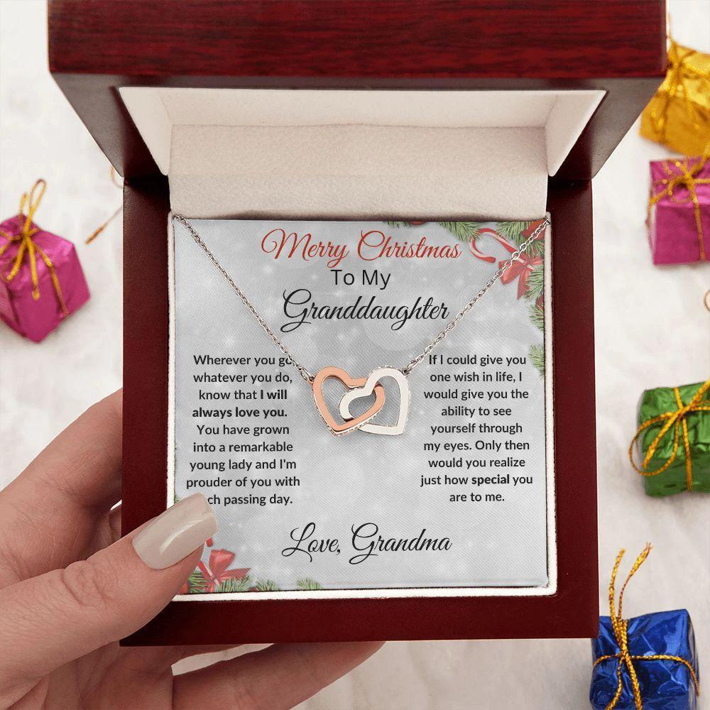 Christmas Gift for Granddaughter Interlocking Hearts Pendant Necklace