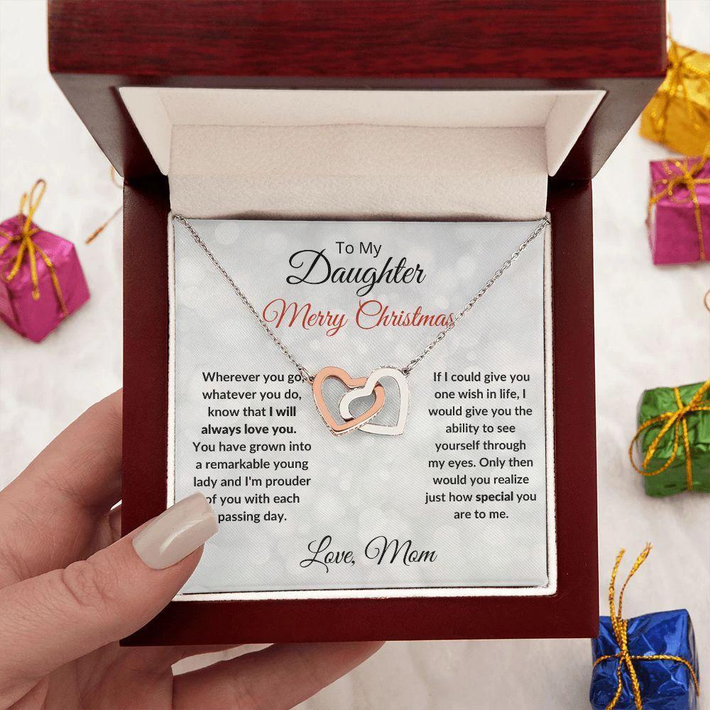 Daughter Christmas Gift from Mom Interlocking Hearts Neckace