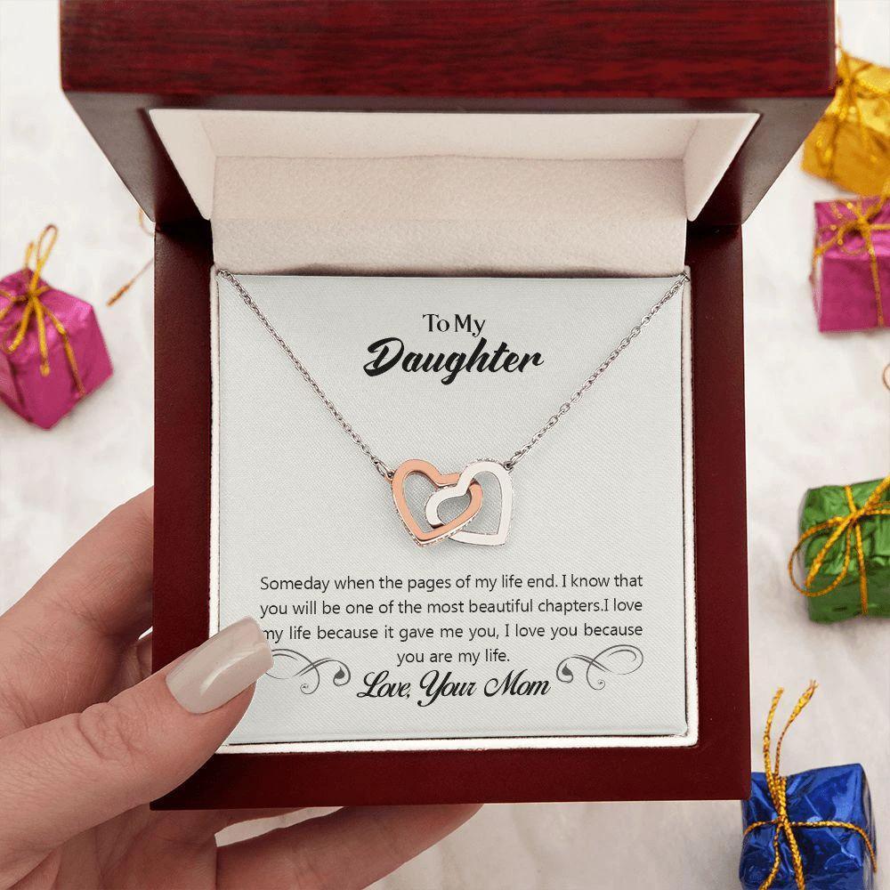 To My Daughter - Pages of Life - Interlocking Hearts Necklace