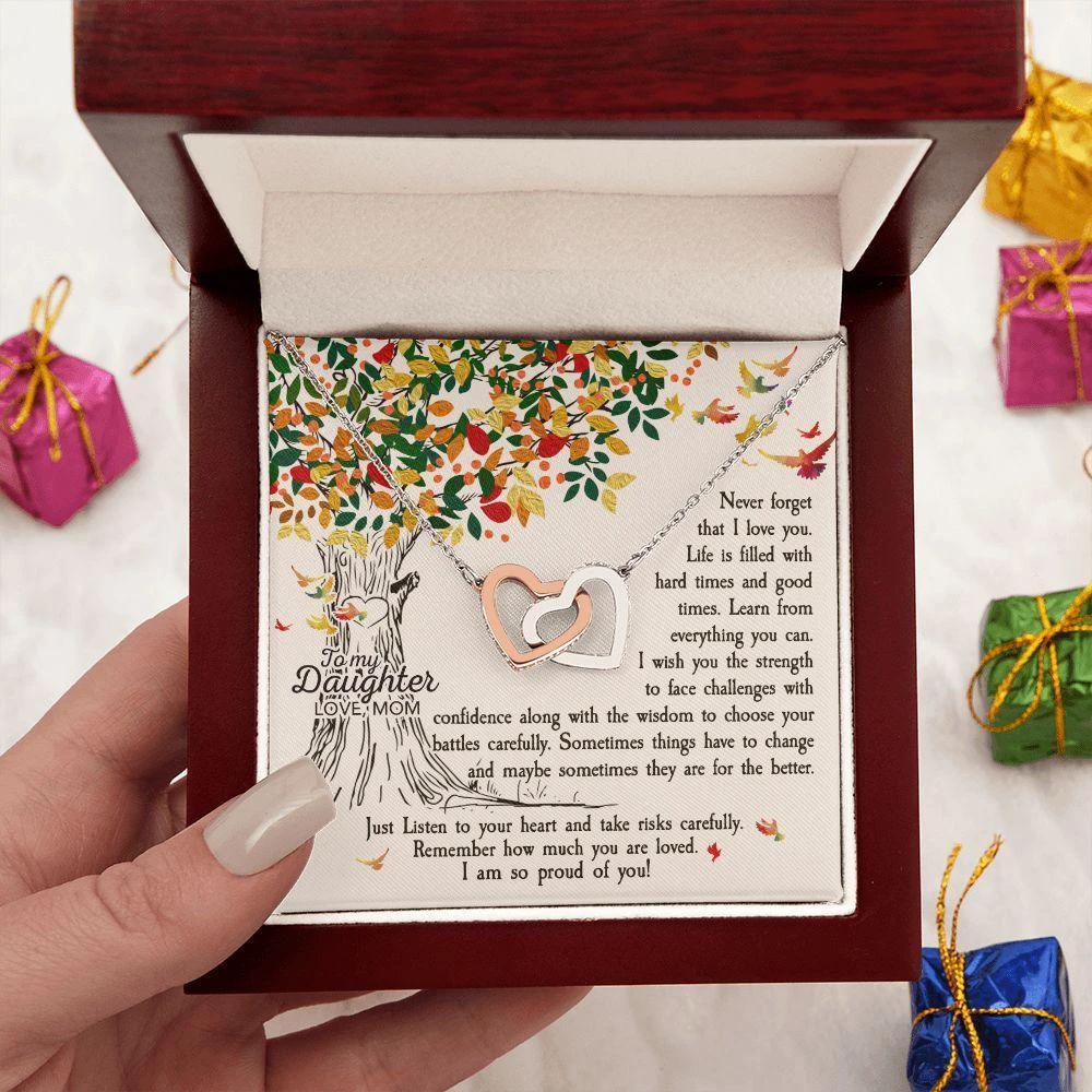 To My Daughter Never Forget That I Love You Interlocking Hearts Necklace