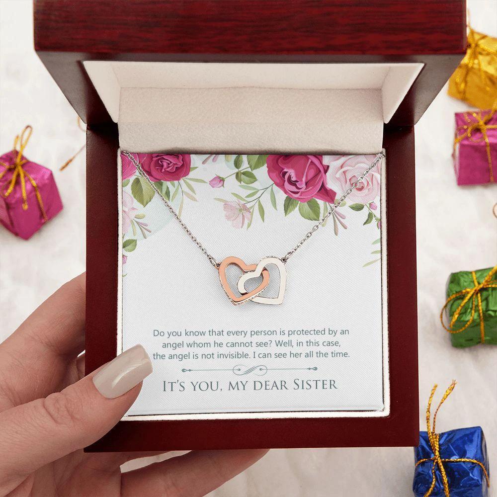 Gift for Sister Interlocking Hearts Necklace