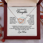 To My Beautiful Daughter - Sometimes It's Hard - Interlocking Hearts Necklace