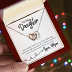 To My Daughter Be the Woman Love Mom Interlocking Hearts Necklace