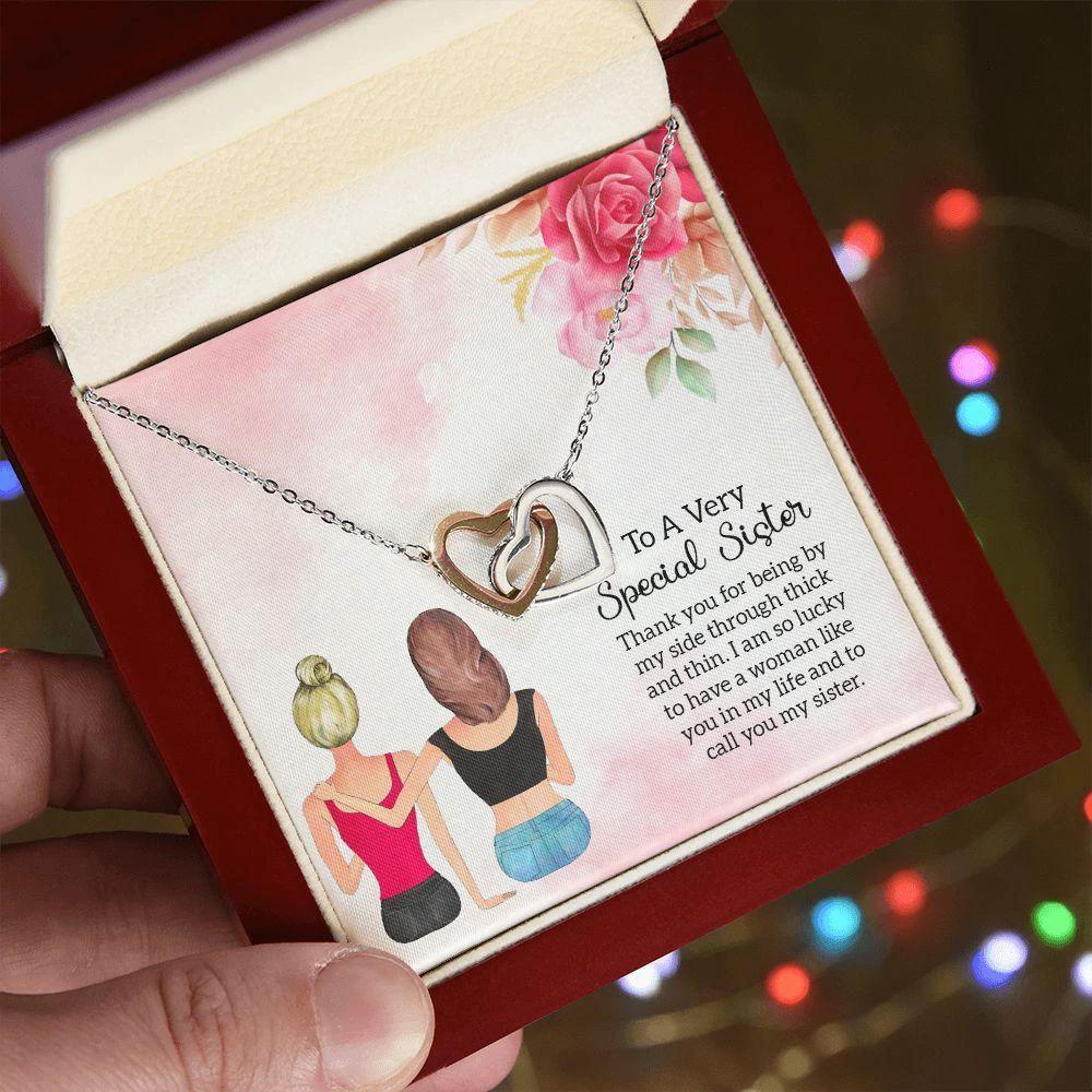 To a Special Sister Interlocking Hearts Necklace