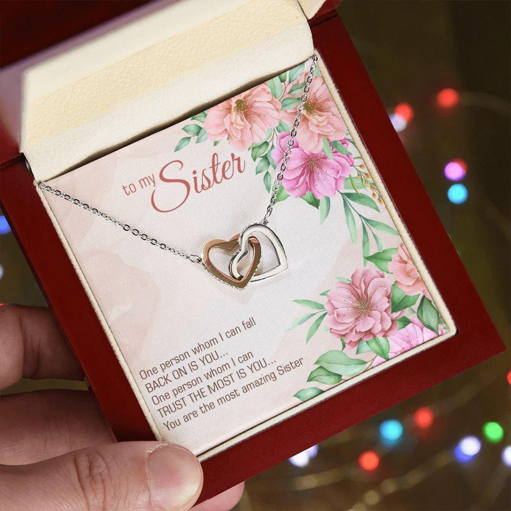 Gift for My Amazing Sister Interlocking Hearts Necklace